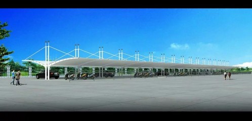 张拉膜钢结构工厂停车场车棚 新型建筑材料引领绿色制造新潮流